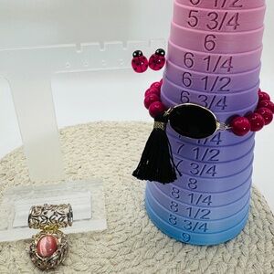 Pink Bracelet, Earrings, And Pendant Set